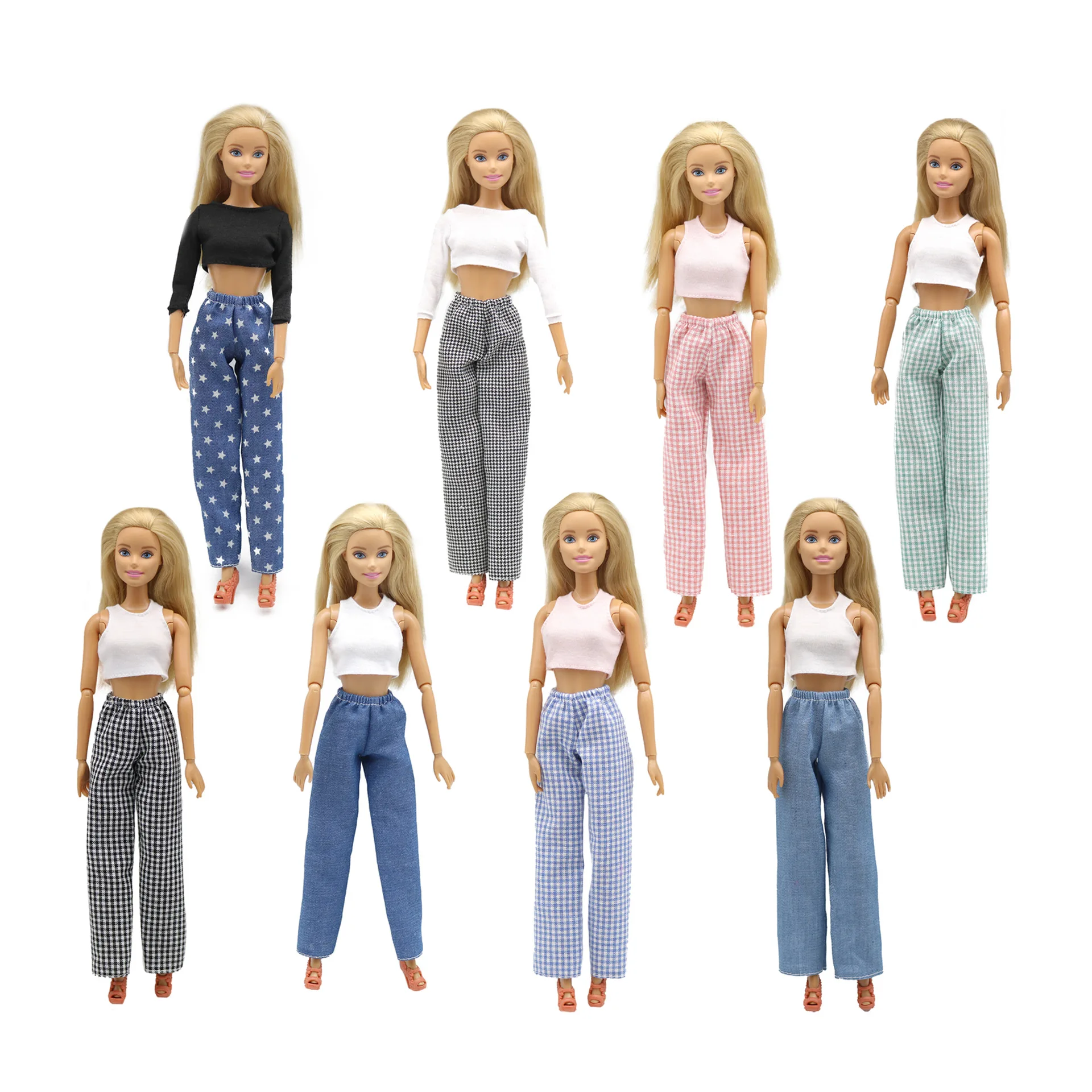

For 29cm Barbie Princess Trousers T-shirt Suit Fashionista Toys for Gilrs Bjd Doll Clothes Denim Loose Pants Sleeveless Tank Top
