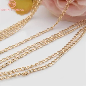 Медные цепи с покрытием 24-каратным золотом цвета шампанского, 2 м, ширина 4294 мм, расширенные звенья цепи, ювелирные аксессуары сделай сам (1,8)