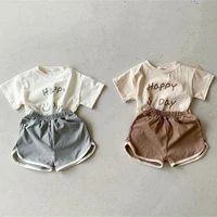 2022 summer new baby short sleeve clothes set baby boy girl cute smiley print t shirt shorts 2pcs suit casual infant outfits