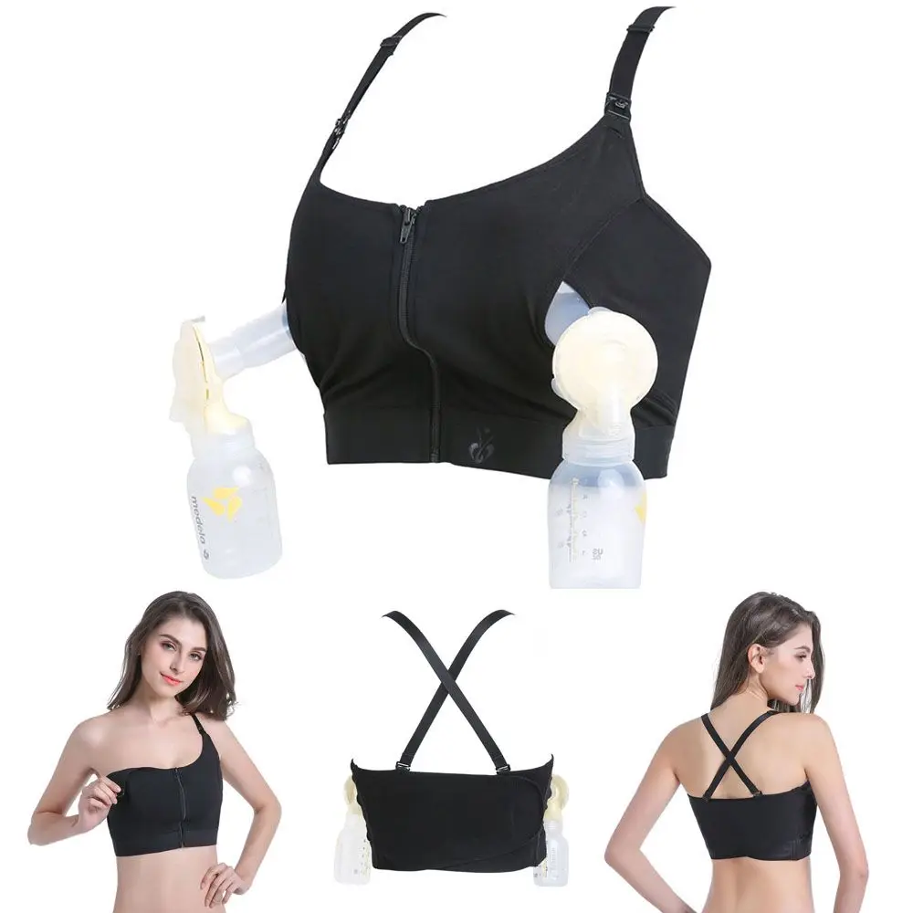 Front Zipper Plus Size Breast Pump Bra Special Nursing Bra Breastfeeding Pumping Bra Maternity Bra For Breast Pump