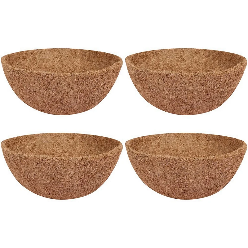 

4 Pcs Coconut Hanging Basket Liners 10 Inch, Sturdy Round Liners For Plantersperfect Accessories 100% Natural