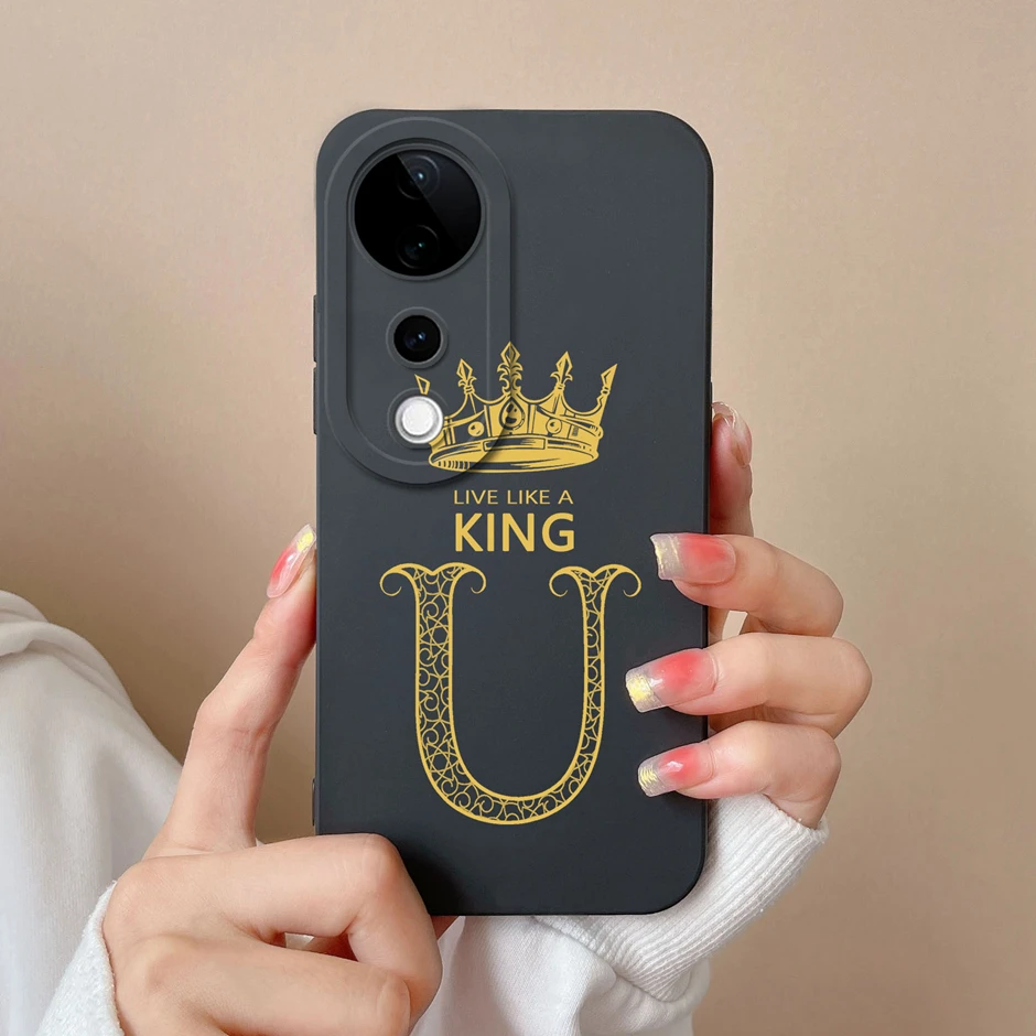 ДЛЯ Vivo V40 Pro SE Lite 5G Роскошная корона с буквами силиконовая мягкая защитная задняя