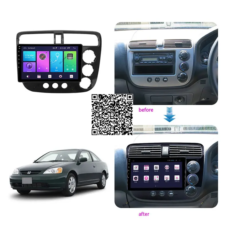 

4+64G Car Radio Stereo For Honda Civic 2001-2005 Android Multimedia System GPS Navigation DVD Player