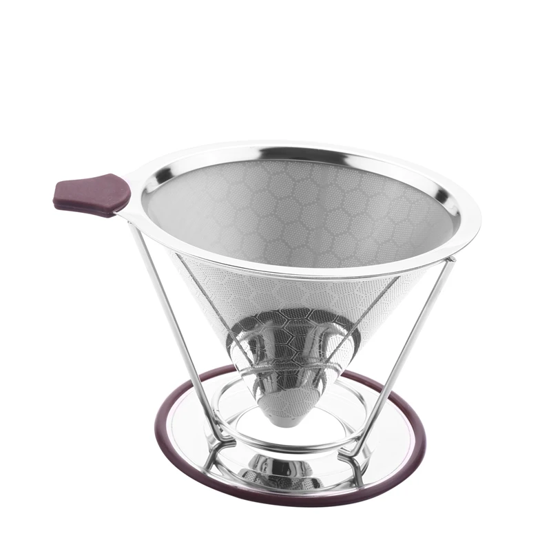 

Pour Over Coffee Filter,Stainless Steel Permanent Coffee Dripper, Paperless Reusable Coffee Filter Cone With Removable Cup Stand
