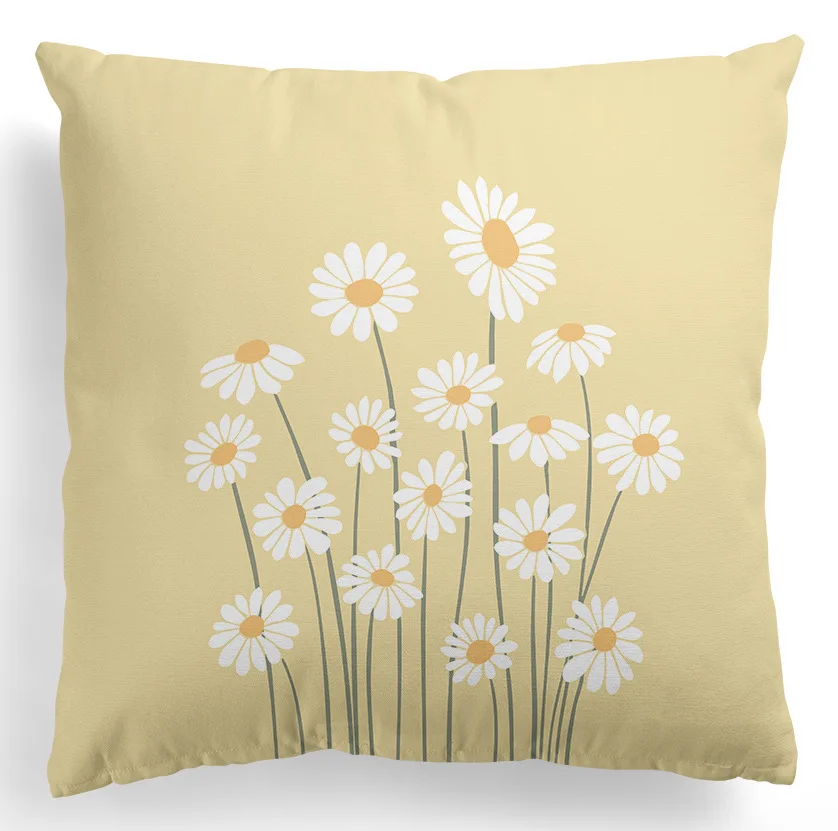 

Nordic Style Daisy Cushion Cover 45X45 Geometric Lines Abstract Print Pillowcase Simple Velvet Bedroom Office Home Decor J1911