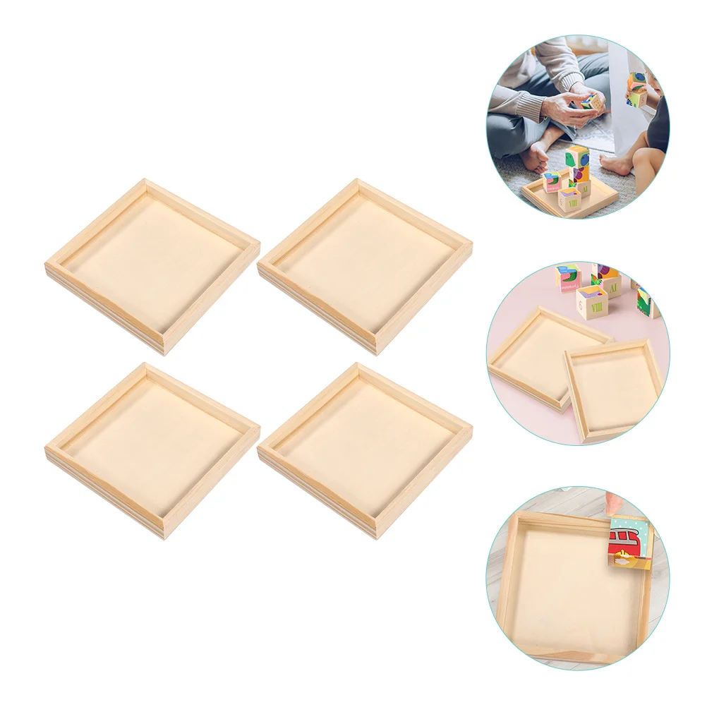 

4 Pcs 3d Puzzle Tray Puzzle Organizer Portable Board Three-dimensional Sorting Storage Trays Wooden Supply Puzzles