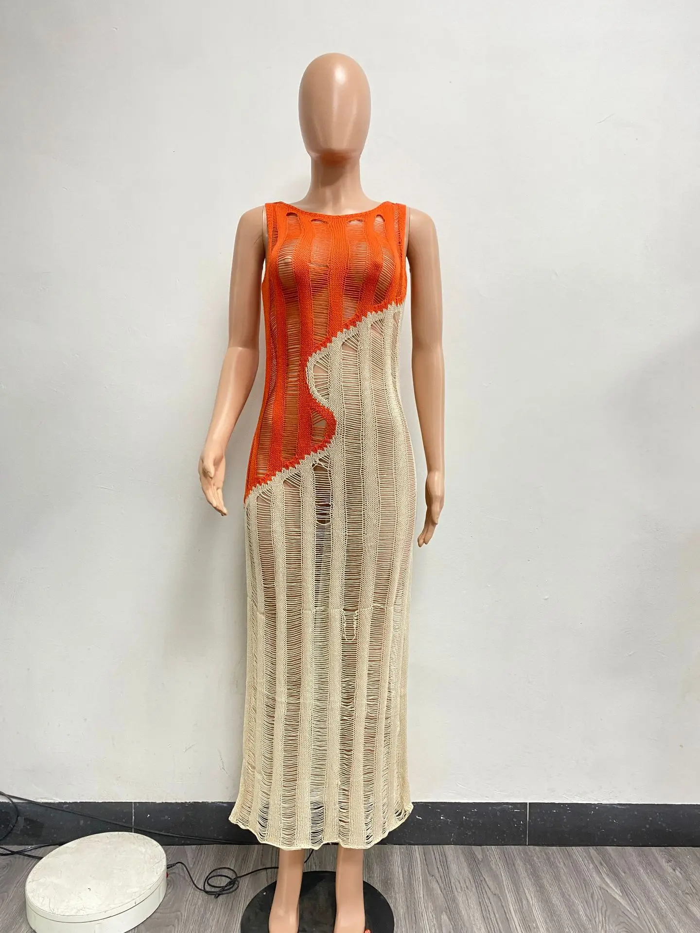 Casual Women Dress Sleeveless Color Patchwork Knit Ribbed Streetwear Long Dress Summer Clothes For Women Vestidos 5 Casual Women Dress Sleeveless Color Patchwork Knit Ribbed Streetwear Long Dress Summer Clothes For Women Vestidos 5