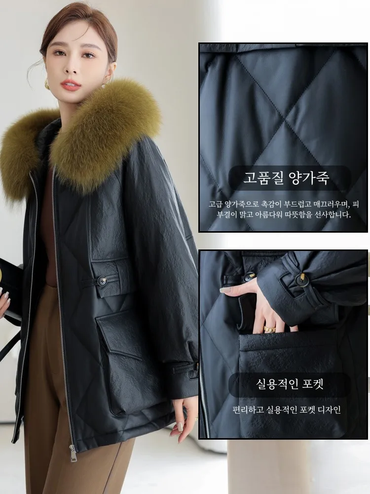 Женский пуховик из овчины средней длины новинка зимы 2023 Haining пальто натуральной