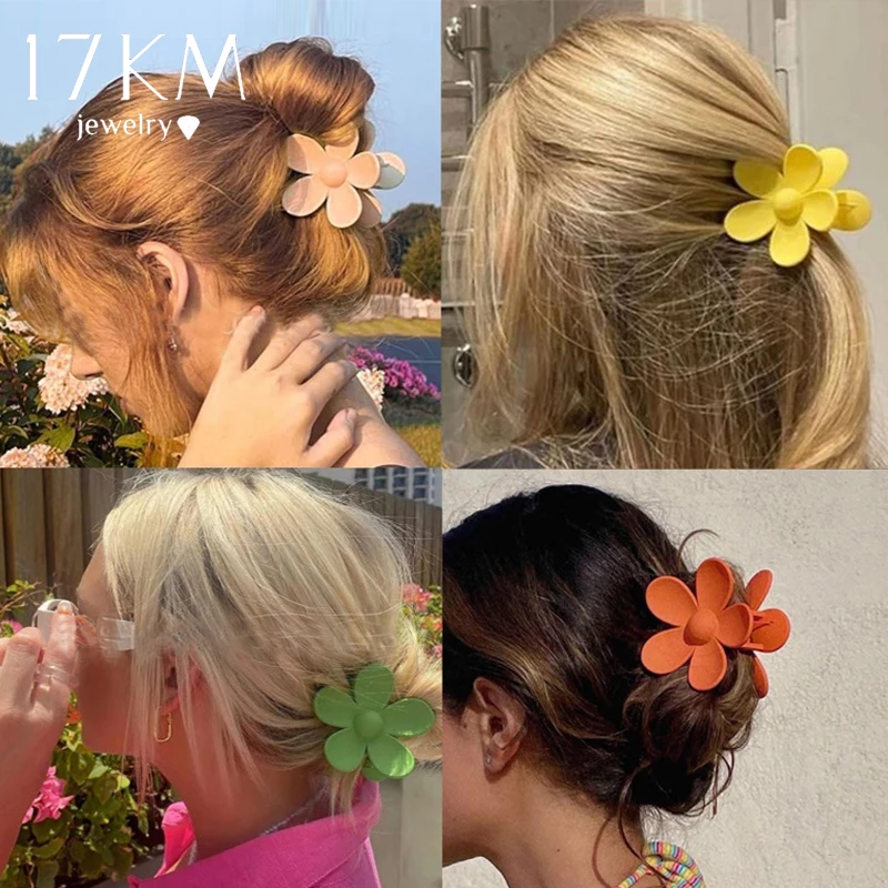 

17KM Floral Hairpins Candy Color Irregular Hair Claw Clips for Women Geometric Hollow Pincer Barrette Trendy Hair Accessories