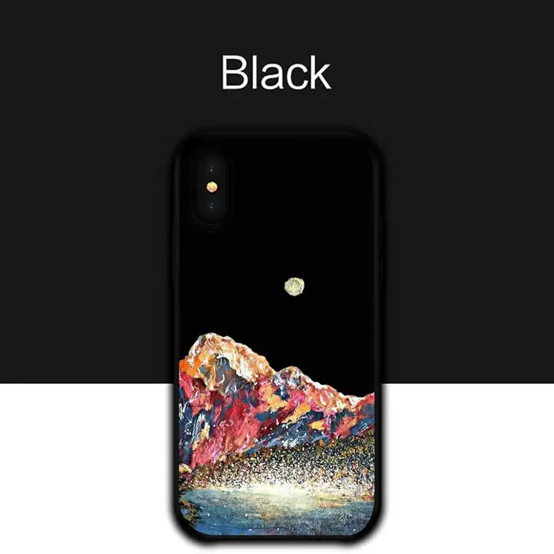 

Hand Painted Scenery Phone Case For Iphone 11 12 13 14 Pro Max X 6 6s 7 8 Plus XS XR 12mini Se 2020 Black Phone Cases