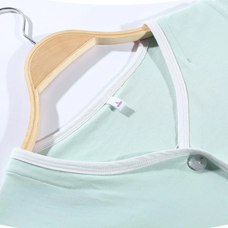 Pajamas for Women's Spring and Summer Pure Cotton Long-sleeved Trousers V-neck Sweet and Fresh Style Home Service Suit Sleepwear