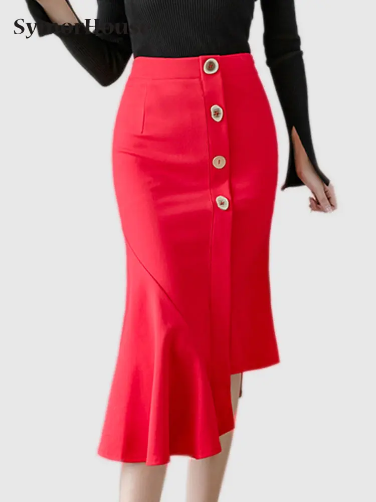 

Женские длинные юбки-годе с завышенной талией, Облегающие юбки с разрезом, привлекательные повседневные юбки для клувечерние, юбка