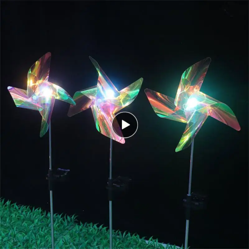 

Led Solar Powered Windmill Light Solid Product Quality High-quality Materials 4-blade Rotating Windmill Underground Lights