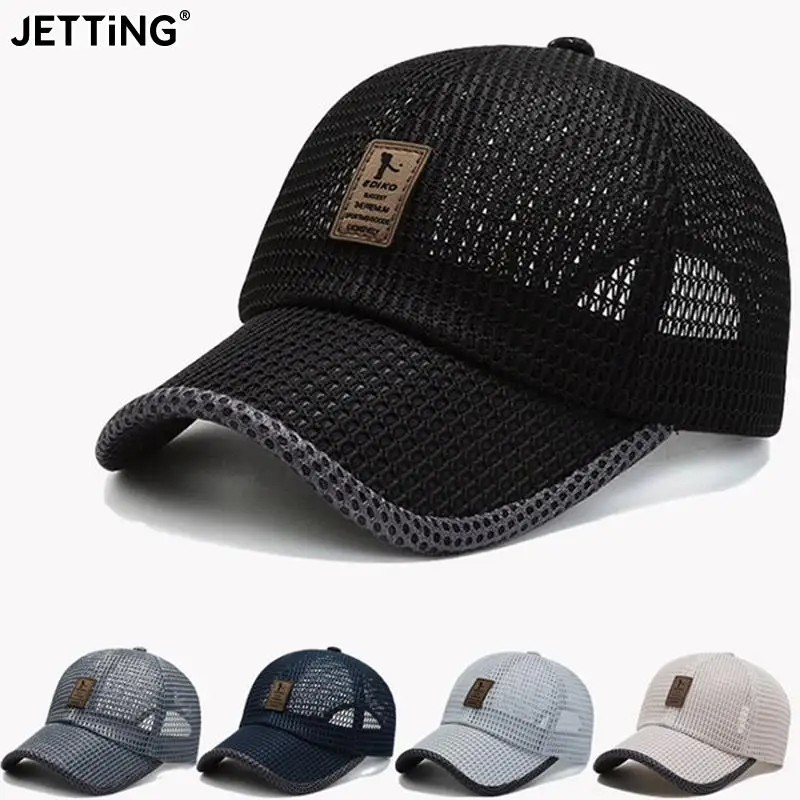 

Summer Women Men Mesh Baseball Cap Brim Patchwork Snapback Label Stick Sunhat Outdoor Breathable Hip Hop Baseball Hats Casquette