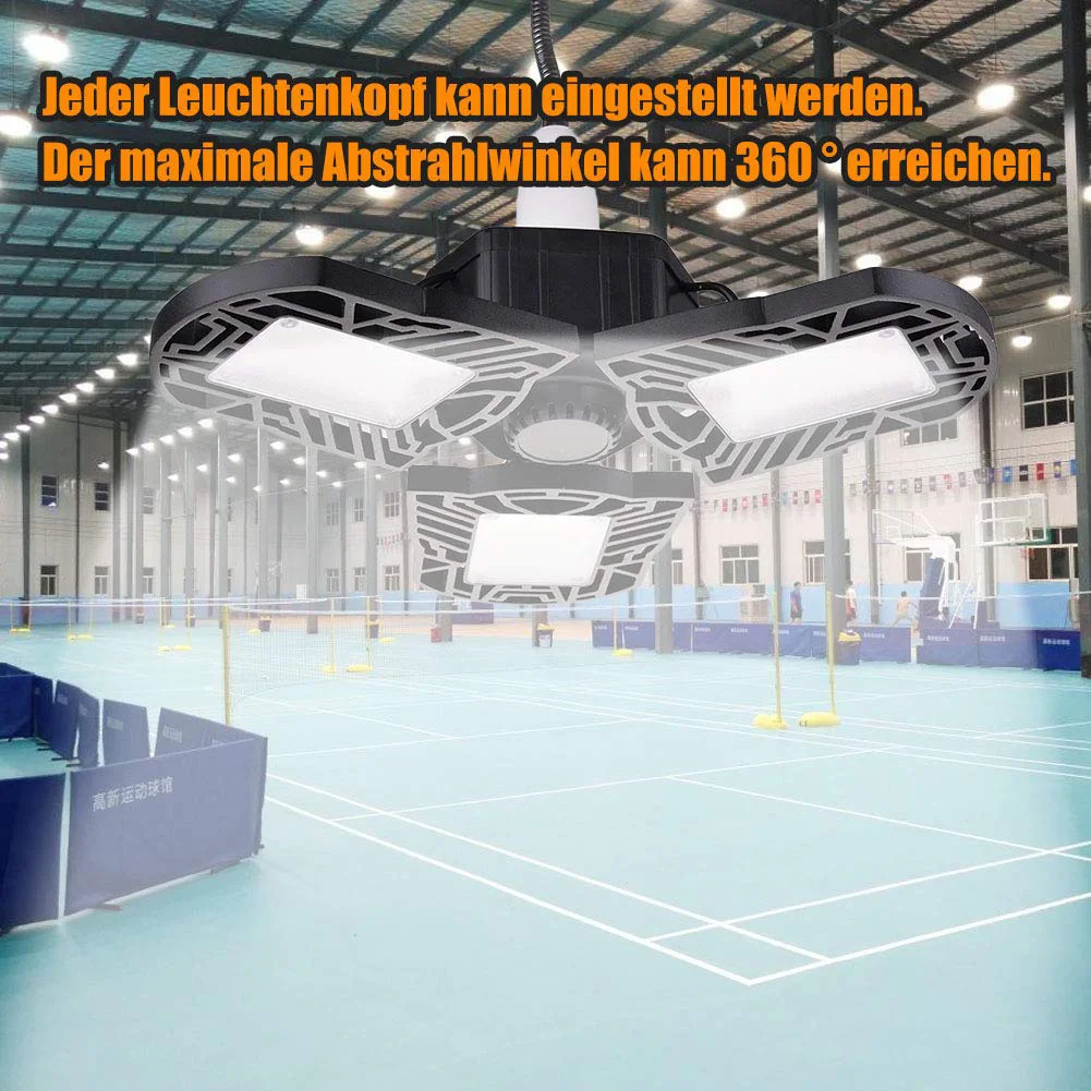 

85-265V 80W 144LED E27 Warehouse Garage Lights Deformable Folded Fan 3-blade Super Bright Ceiling Lamps 800LM