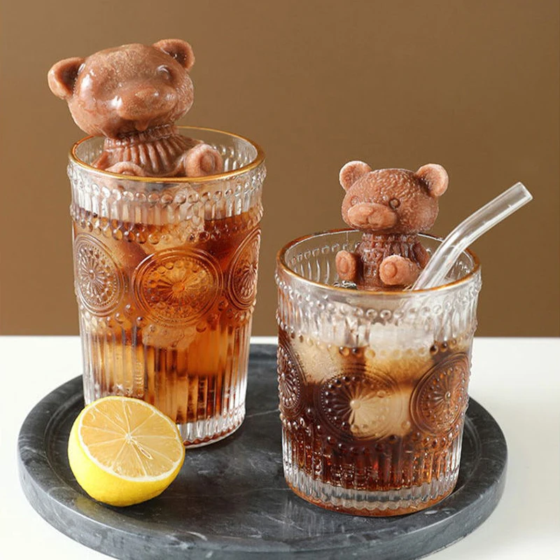 

Ice Cube Mold 3D Cartoon Bear Silicone Mould Quick-Freezing And Easy Demoulding Diy Homemade Milk Tea Coffee Ice Cube Mold