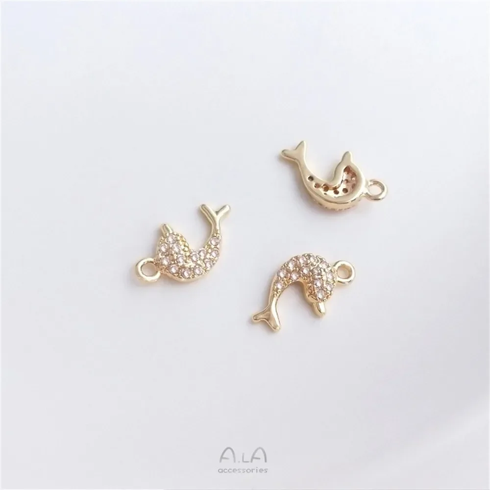 14-каратное позолоченное кулон с микроинкрустацией цирконом серия морской жизни