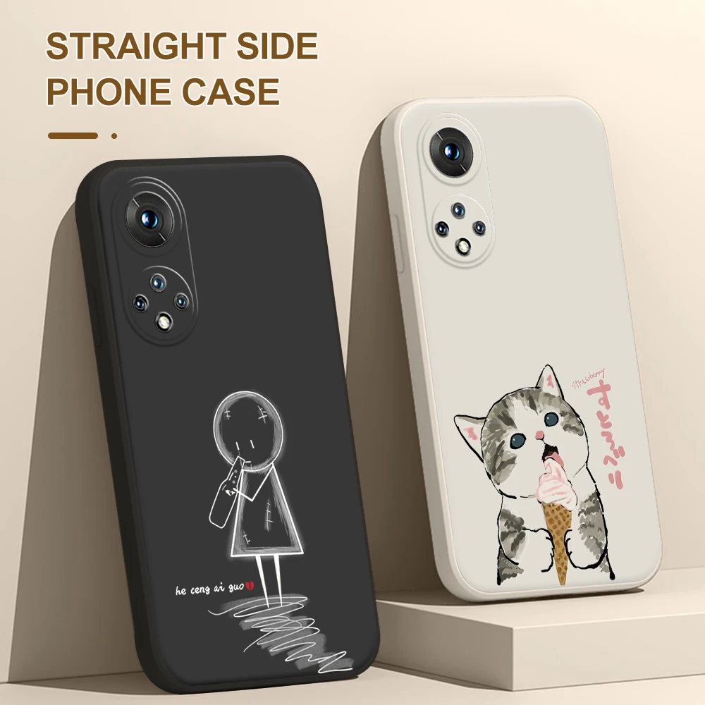 

For Huawei Nova 9 SE 8 7 8i 7i Silicone Case For Huawei Nova 6 SE 5 Pro 5i 5T 4E 4 3i 3 Back Cover Cute Cat Pattern Phone Case