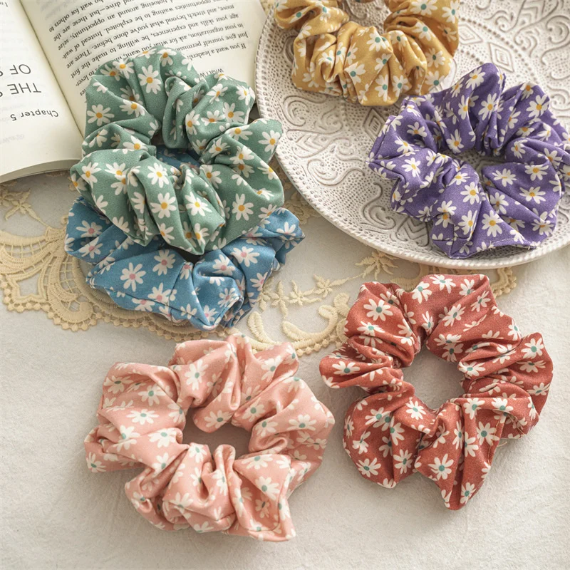 

Богемная цветочная ткань, Большая искусственная кожа для женщин, геометрический конский хвост, аксессуары для волос в Корейском стиле