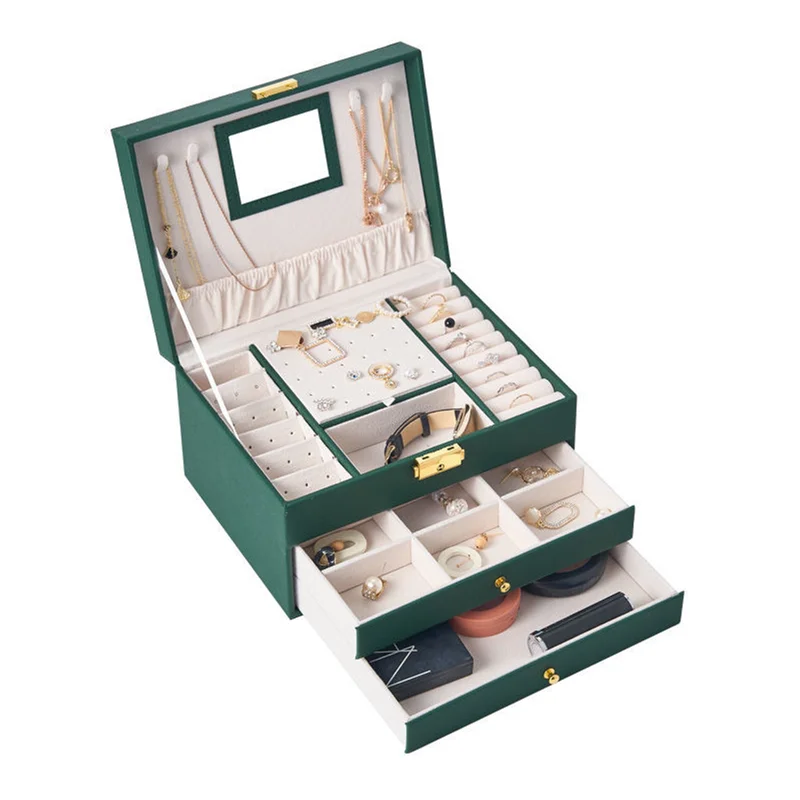 

Three-layer Jewelry Storage Box With Drawer Luxury Practical Earrings Jewel Holder
