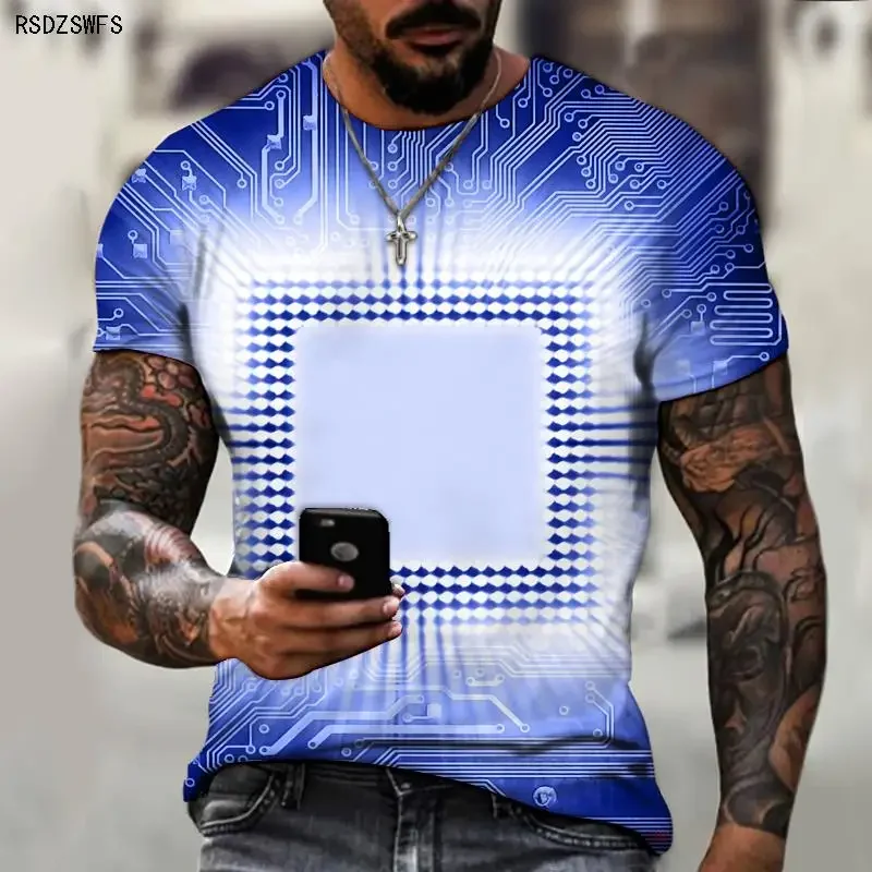 Летняя мужская технология электронный чип Bitby с коротким рукавом 3D ...