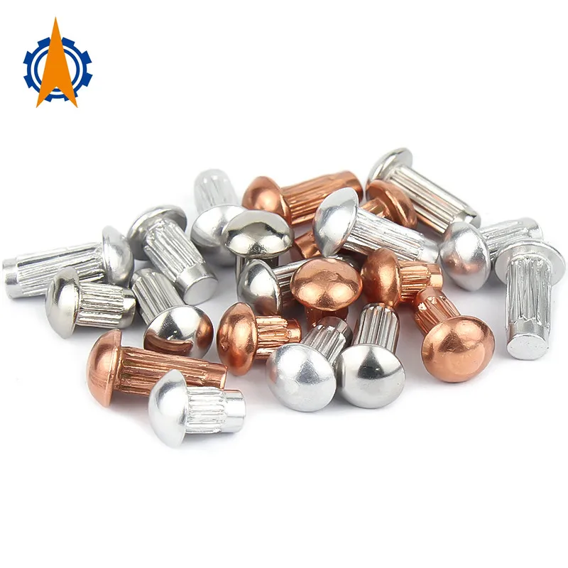 

100pcs M2 M2.5 M3 M4 Cu-Al stainless steel button with round head knurling handle solid rivet label nameplate trademark