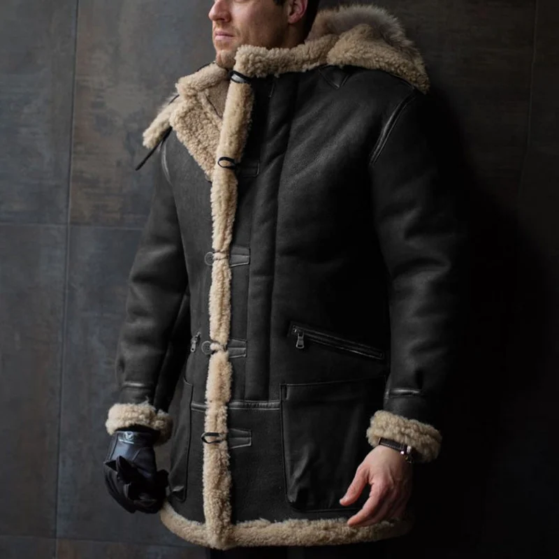 European and American Solid Color Brushed Velvet Hooded Single-Breasted Coat Zipper Pocket Loose Warm Cotton-Padded |