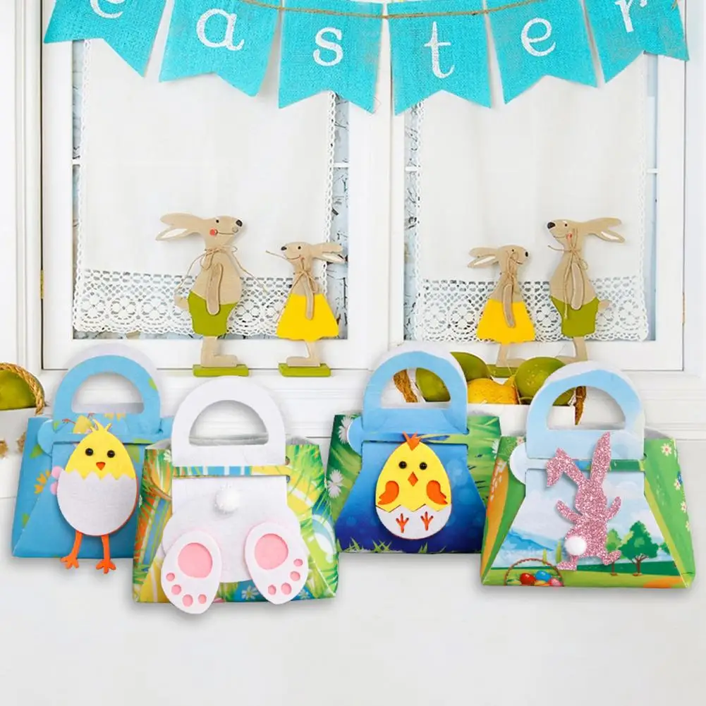 

Easter Gift Bag Cartoon 3D Pattern Handmade Create Atmosphere Packing Cloth Easter Rabbit Chick Candy Bags Festival Decor