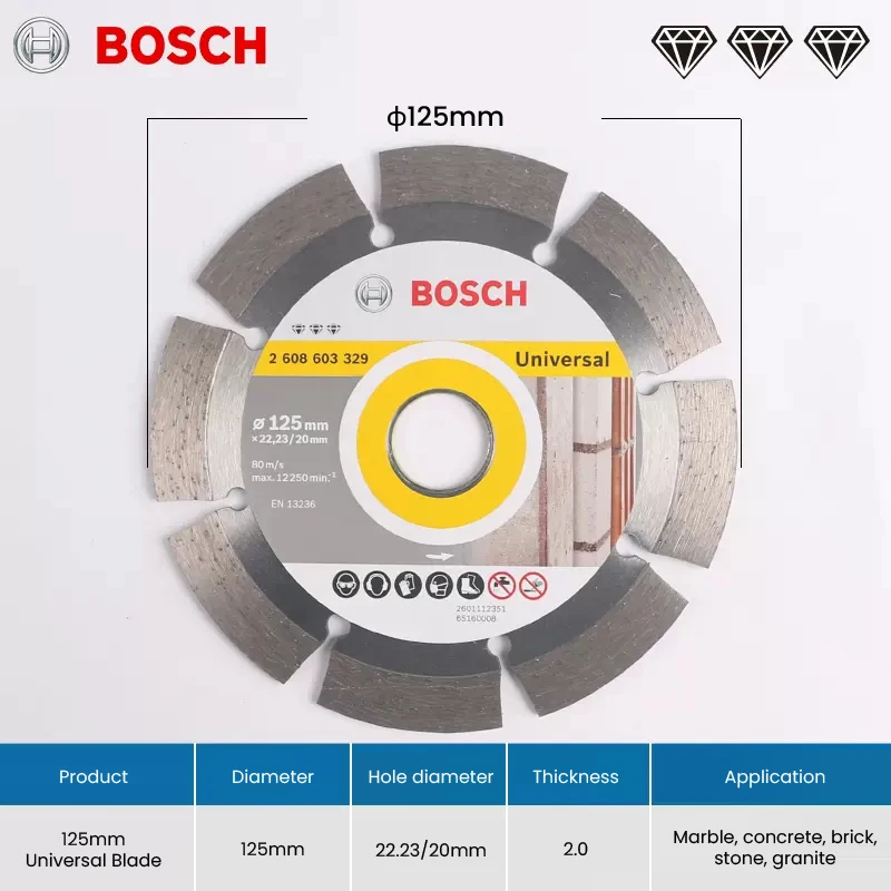 Алмазная пила Bosch 105/125/150 мм, универсальная пила для мрамора, для мрамора, бетона, камня, кирпича, гранита