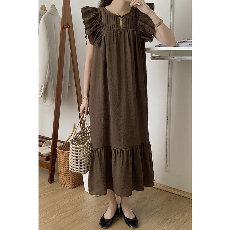 

Женское длинное платье без рукавов Ordifree, винтажное свободное Повседневное платье макси с поясом и оборками, лето 2022