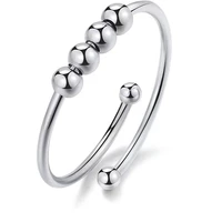 men anti stress stainless steel spiral beads ring minimalist anxiety ring for girls women rotate fidget rings jewlery gift