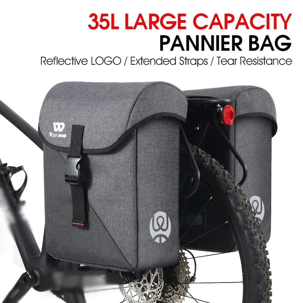 

WEST BIKING 35L Large Capacity Bike Double Bag Rear Seats Bicycle Luggage Carriers Bags Utility Riding Accessory Trunk Bag New