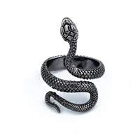 retro gothic punk snake rings for men women exaggerated antique siver color fashion hip hop open adjustable dragon rings jewlery