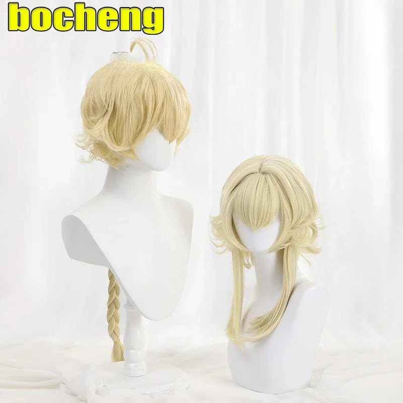 Парик для косплея Genshin Impact Traveler Aether Lumine Kong Ying Yellow Cos Hair