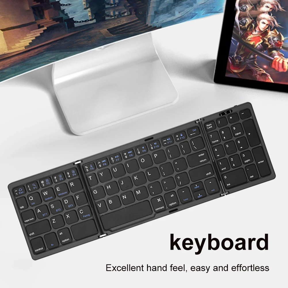

Wireless Folding Keyboard Multi-Function Bluetooth-Compatible Keyboard Touchpad Keypad Rechargeable for IOS Android Windows