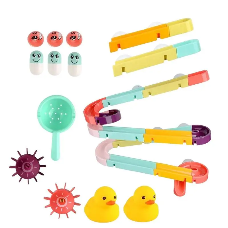 

DIY Baby Bath Toys With Suction Cup Assembly Track Game Bathtub Race Track Sliding Fun Play Water Games Baby Toys Set For Kids