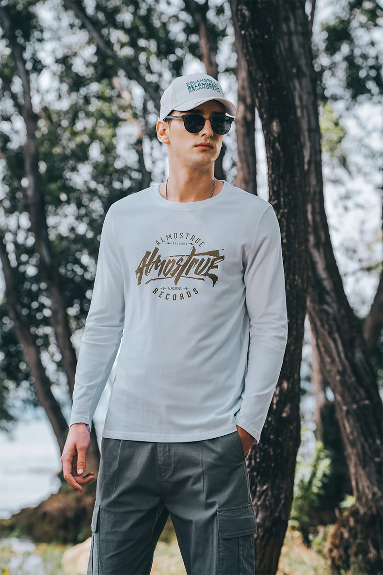 

Новинка Весна 2553, модная футболка в стиле ретро с длинным рукавом и принтом в американском уличном стиле, 2023