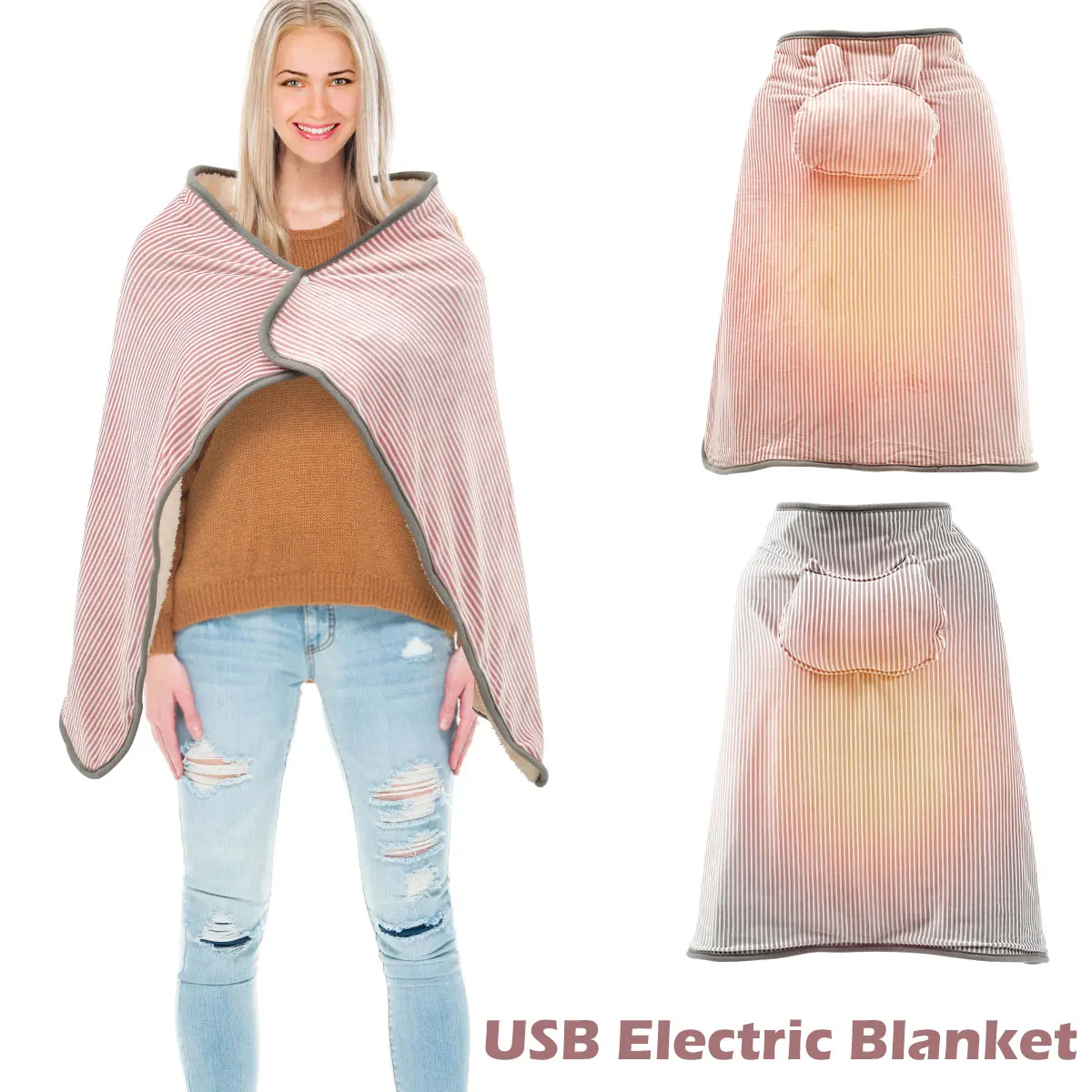 

Теплое электрическое одеяло с USB, шаль, зимнее теплое одеяло, грелка для рук и ног, портативное одеяло с подогревом, мягкое и уютное Флисовое ...