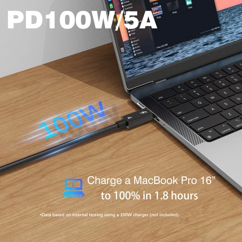 Коаксиальный кабель 40 Гбит/с, 100 Вт, Thunderbolt 4 Type C, кабель Egpu, 2 м, Thunderbolt3, передача данных, USB 4, кабель, 8K, 60 Гц для Macbook LG Dell