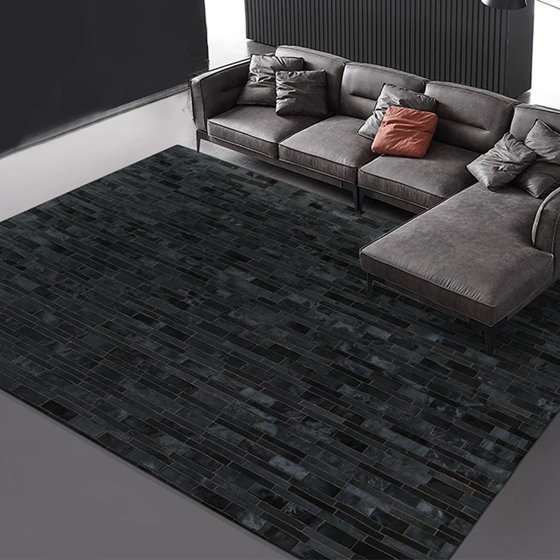 

Luxury Black Brick Print Carpets Living Room Kitchen Mat Hallway Rug For Furniture Microfiber Felt Large Area Floor Mat Bedside