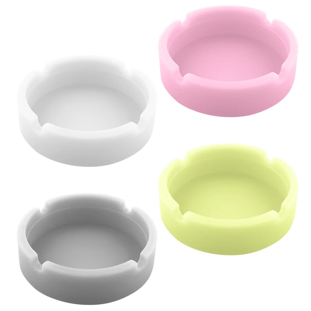 

4pcs Silicone Ashtrays Round Luminous Ashtray Ornament Glow In The Dark Ashtray