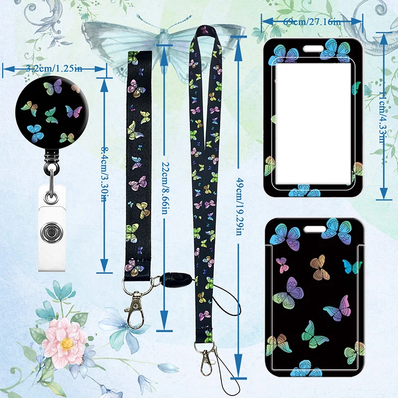 

Laser Butterfly Badge Reel Retractable Buckle Lanyard Credential Holder Badge Holder Easy Push-pull Nurse Accessories For Work