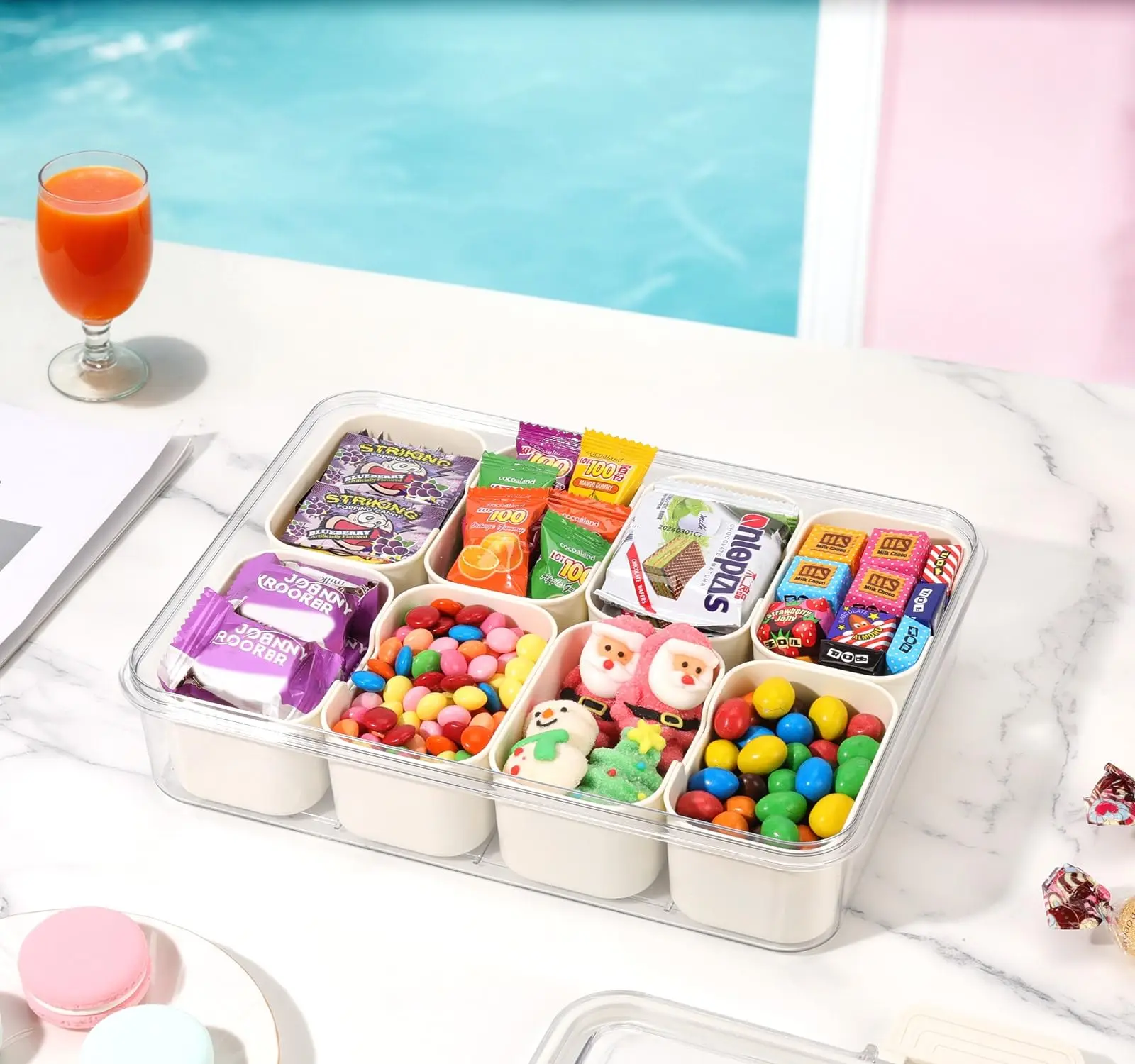 Контейнер для снэков с крышкой и ручкой