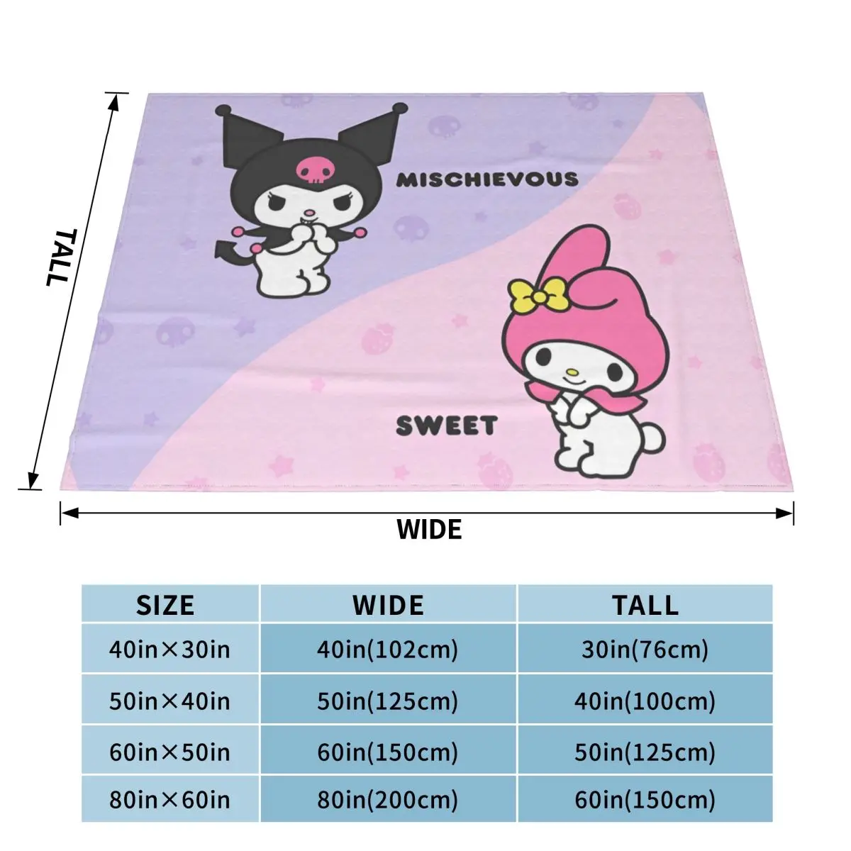 Официальное милое украшение Kuromi декоративное мягкое теплое покрывало