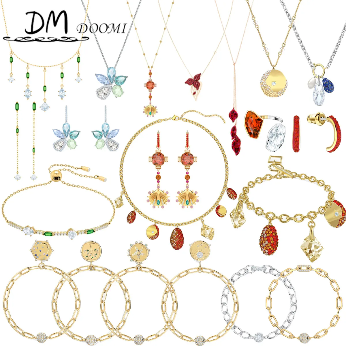 

Ювелирный Комплект из колье, серёг, браслета, кольца и кольца