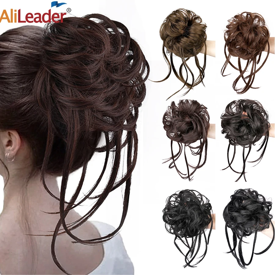 

6-дюймовый пучок волос, шиньон, Пончик, эластичная резиновая лента, шиньон, пучок, шиньон, шиньон, синтетические шиньоны с косами