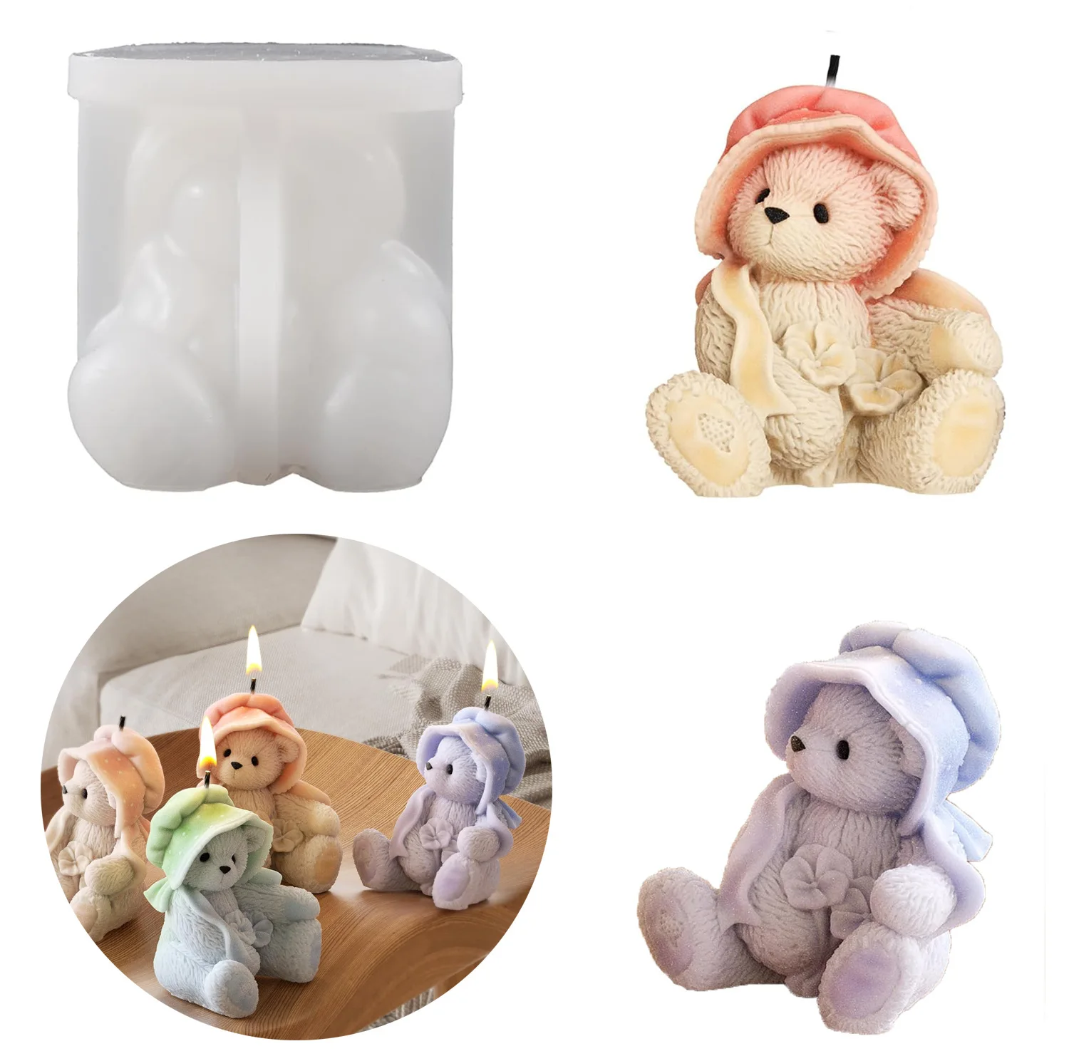 Ношение шляпы с лилией цветком медведя ароматической свечи силиконовой формы