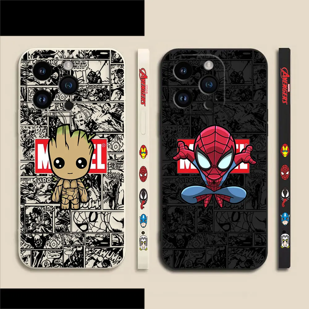

Marvel Groot Spider-Man Phone Case For Apple iPhone 14 13 12 11 Pro XS Max Mini X XR SE 7 8 6 6S Plus Colour Liquid Case Funda