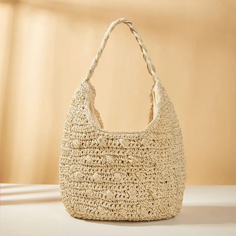

Straw Hollow Handbag for Women Beach Weave Tote Summer Large Shoulder Bag Fashion Casual Square Top-Handle Bag Purses 2023 Ins