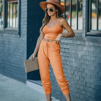 women 2021 two piece set tracksuit oversized straight pants sleeveless vest woman spring autumn clothes body casual homewear
